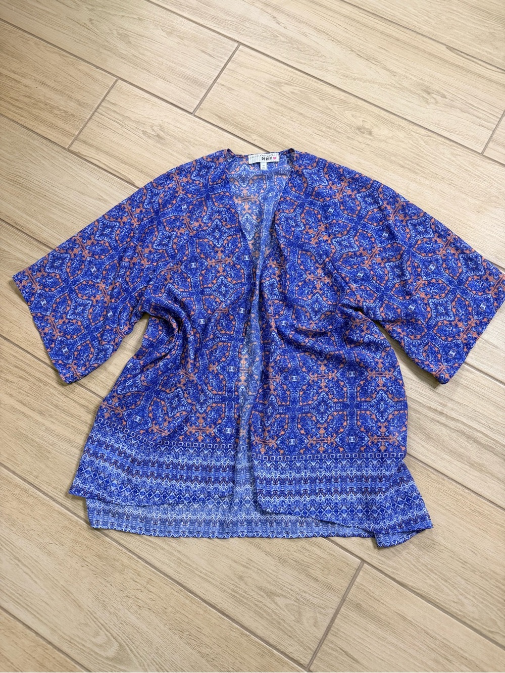 Im In Love With Derek Blue Medallion Kimono Cardigan M Boho Festival